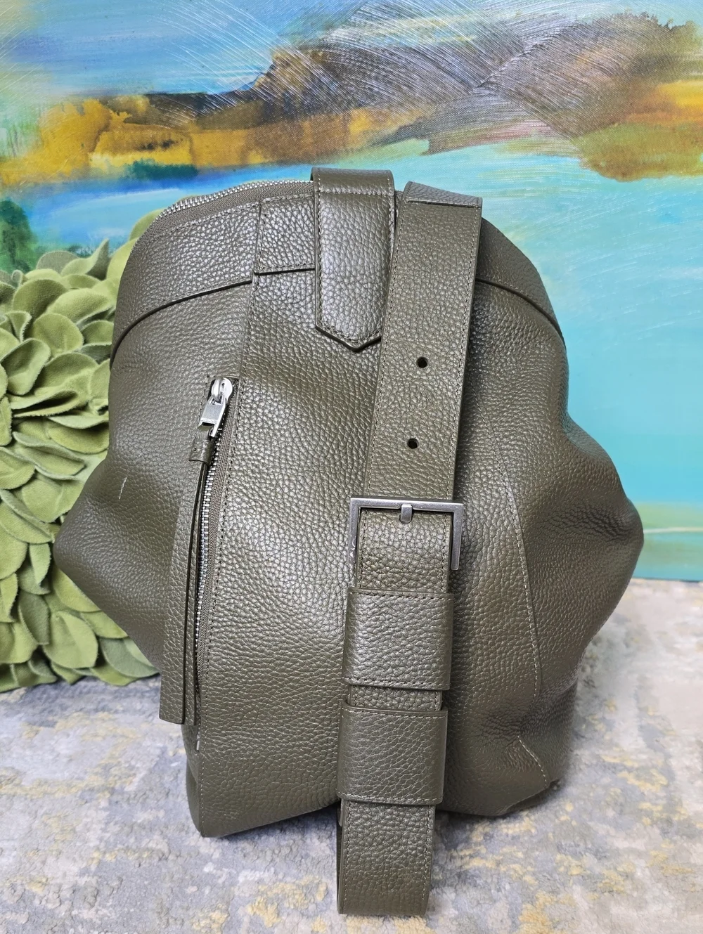 All Saints Anouck Sling Leather Backpack - Sycamore Green  display picture 1